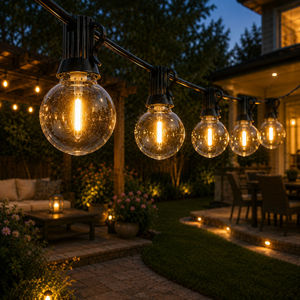 Smart Garden Light Camera - Solar String Lights Globe Edison Bulb