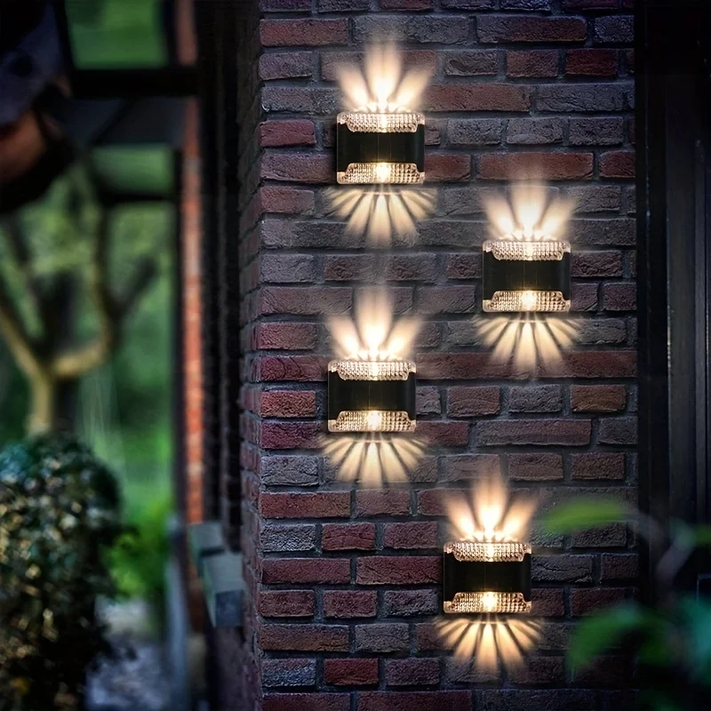 Smart Garden Led Lights - 4-delige zonne-wandlamp: LED-ingangslamp voor buiten, waterdicht,