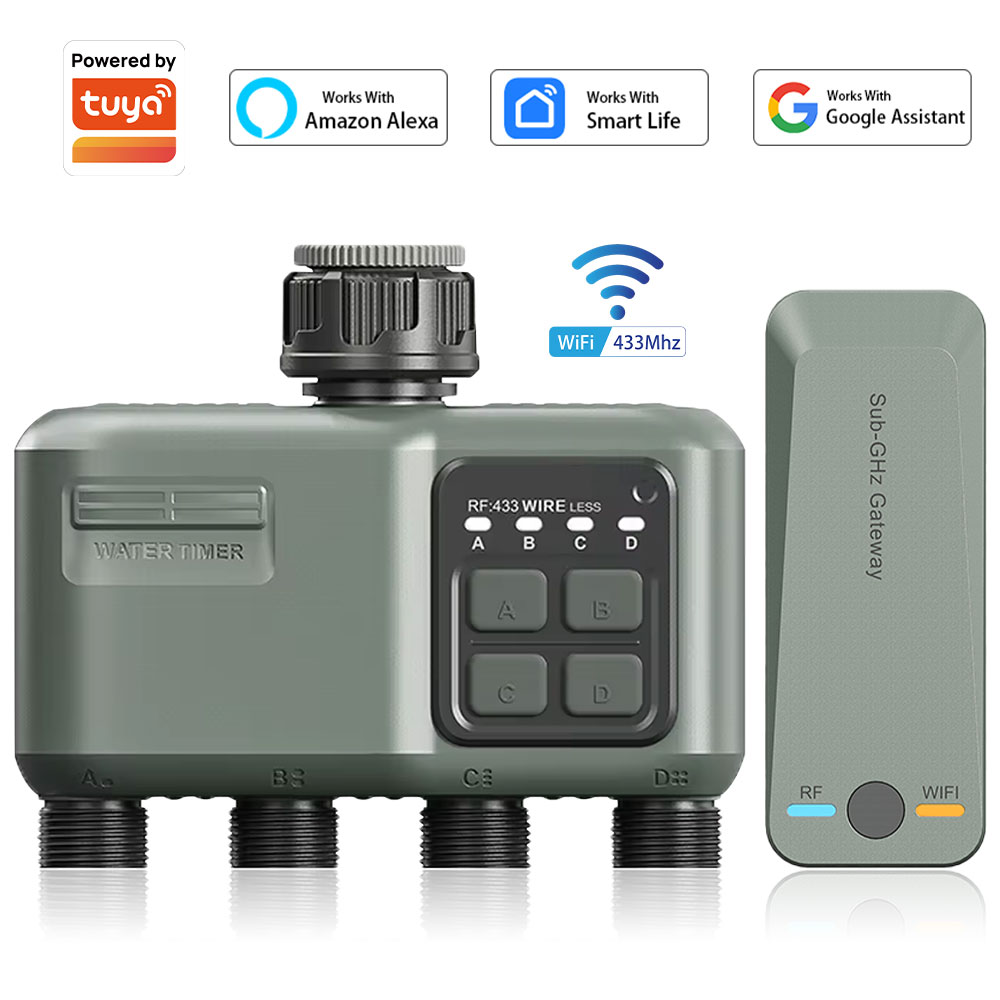 Smart Garden Hose Timer - 4-uitlaat programmeerbare watertimer voor tuinslang, met