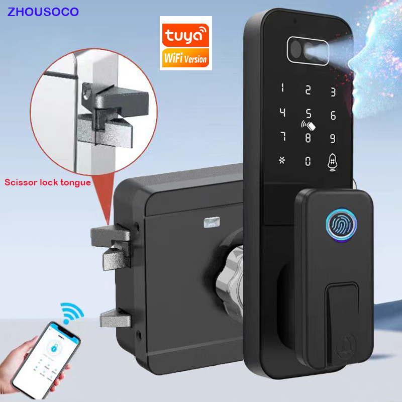 Smart Garden Door Lock - Waterdichte 3D Gezichtsherkenning Buitenpoort Vingerafdrukslot Tuya